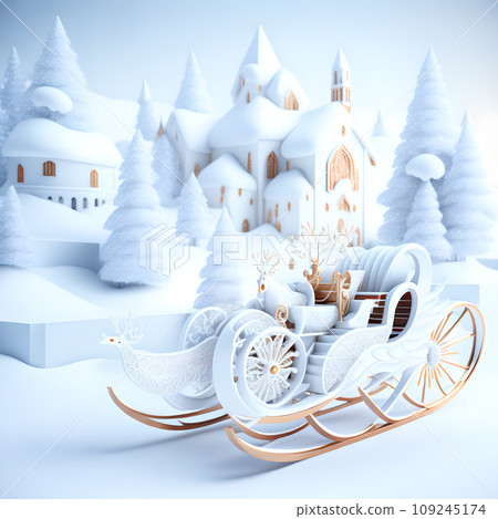 Sleigh ride Christmas soft white color wallpaper 109245174