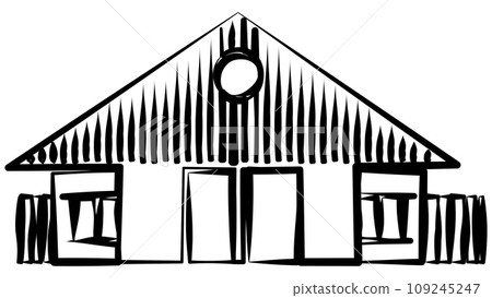 Set of outline farm barns and houses isolated on white background. Rural clipart. Set of outline farm barns and houses isolated on white background. Rural clipart. 109245247