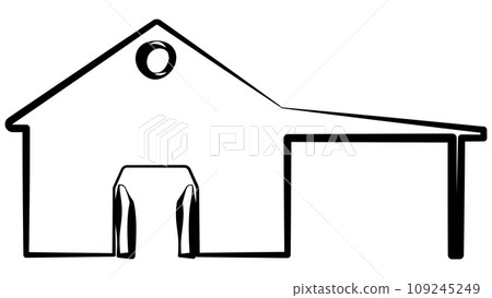 Set of outline farm barns and houses isolated on white background. Rural clipart. Set of outline farm barns and houses isolated on white background. Rural clipart. 109245249