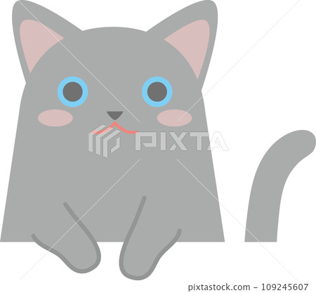 Russian Blue_Cat Illustration_Russian Blue with arms hanging out 109245607
