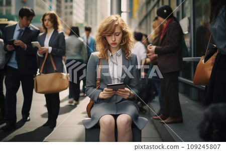 A tired woman rides public transportation and sleeps. A tired woman rides public transportation and sleeps. 109245807