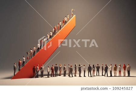 A group of people stand in a row, another group of ladies climbs up A group of people stand in a row, another group of ladies climbs up 109245827