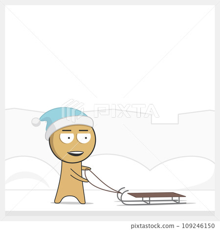 Boy with sleigh during Christmas holidays Boy with sleigh during Christmas holidays 109246150