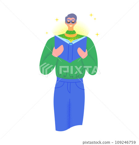 Cartoon Character Boy Hold Book and Reading Day Concept Learn and Relax Flat Design Style. Vector illustration Cartoon Character Boy Hold Book and Reading Day Concept Learn and Relax Flat Design Style. Vector illustration 109246759