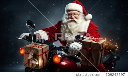 Santa rocker on bike Santa rocker on bike 109248397