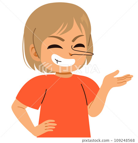 Little Boy Telling Lies Having a Big Nose Illustration 109248568
