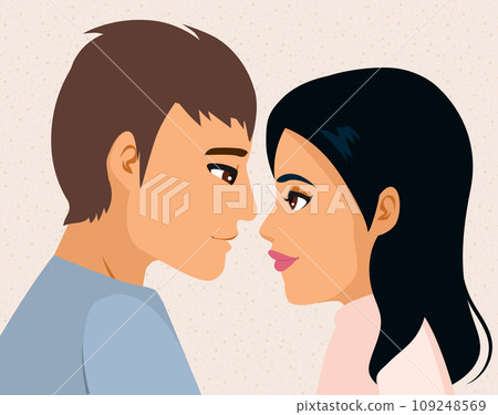 Portrait Of Romantic Man And Woman Illustration 109248569