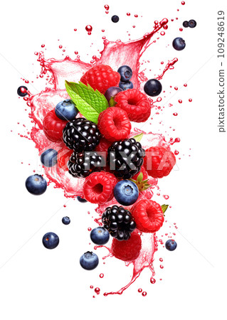 Falling fresh ripe wild berries 109248619