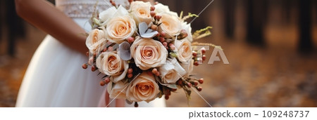 Beautiful bouquet of flowers in the hands of the bride 109248737