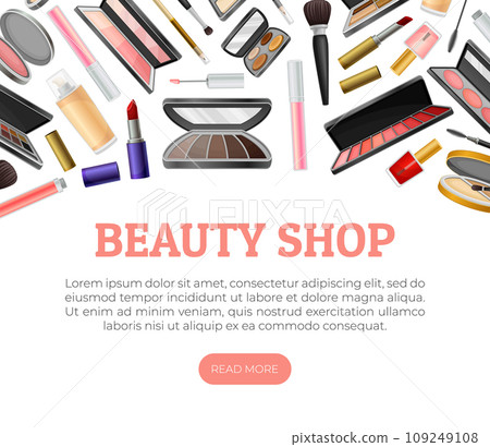 Beauty Make Up Banner Design with Cosmetics Product Vector Template Beauty Make Up Banner Design with Cosmetics Product Vector Template 109249108
