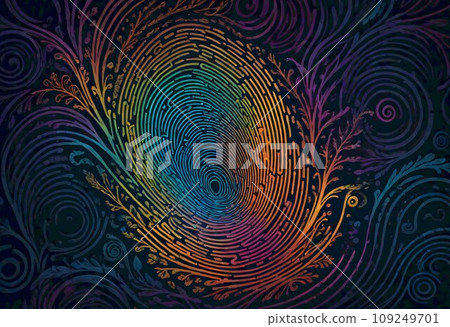 Vibrant Fingerprint with Swirls and Loops 109249701