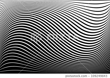 Abstract Black and White Wavy Lines Textured Background with 3D Illusion and Twisting Movement Effect. Vector Art. Abstract Black and White Wavy Lines Textured Background with 3D Illusion and Twisting Movement Effect. Vector Art. 109249843