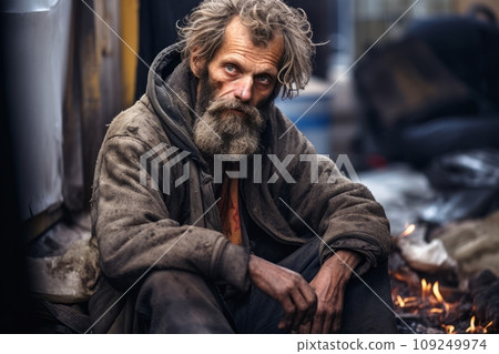 Homeless people close-up on city streets 109249974