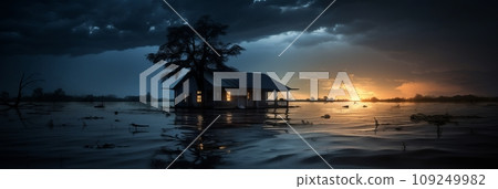 Flooded city streets after severe flooding 109249982