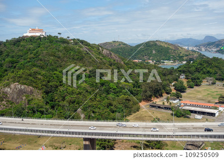 Convent of Our Lady of Penha, or Nossa Senhora da Penha, and the Third Bridge, in Vila Velha, Brazil 109250509