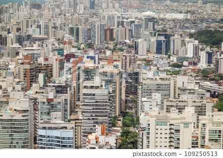 aerial view of Vila Velha town buildings, in Espirito Santo state, Brazil 109250513