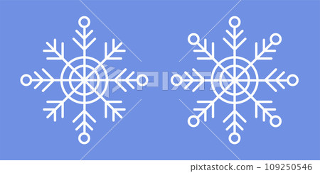White Snowflakes on blue background. Editable Winter isolated icons in silhouette. Snow Cristals. Simple Line Style White Snowflakes on blue background. Editable Winter isolated icons in silhouette. Snow Cristals. Simple Line Style 109250546