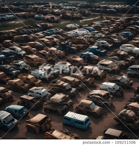A large group of old cars in a scrapyard. A large group of old cars in a scrapyard. 109251506