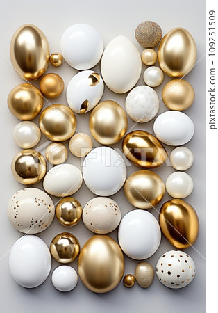 golden easter eggs on white background, golden easter eggs on white background, 109251509