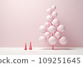 Minimalistic pink trendy Christmas tree made of baubles 109251645