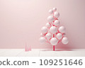 Minimalistic pink trendy Christmas tree made of baubles 109251646