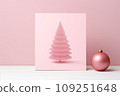 Minimalistic pink trendy Christmas tree made of baubles 109251648