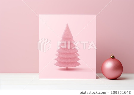 Minimalistic pink trendy Christmas tree made of baubles Minimalistic pink trendy Christmas tree made of baubles 109251648