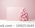 Minimalistic pink trendy Christmas tree made of baubles 109251649