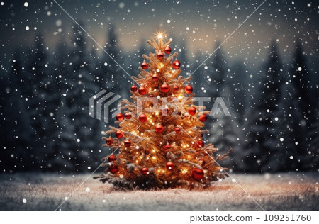 christmas tree with gifts on the ground, christmas tree with gifts on the ground, 109251760