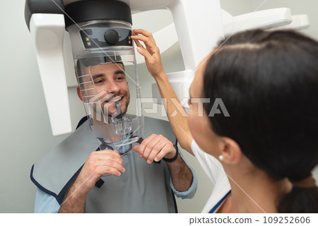 Panoramic radiography at dental clinic. Panoramic radiography at dental clinic. 109252606