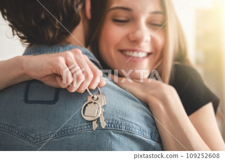 Couple bought their apartment, home keys 109252608