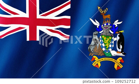 South Georgia flag waving in the wind. Flag of South Georgia images South Georgia flag waving in the wind. Flag of South Georgia images 109252712