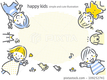 微笑的孩子的框架-簡單可愛的線條畫插圖 微笑的孩子的框架-簡單可愛的線條畫插圖 109252741