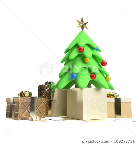 The Christmas tree and gift box for celebrate or holiday concept 3d rendering The Christmas tree and gift box for celebrate or holiday concept 3d rendering 109252781