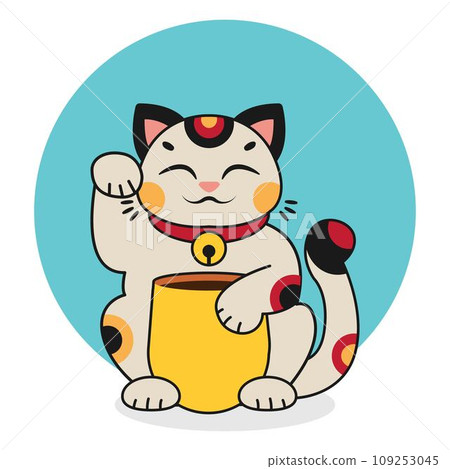 Isolated illustration of Maneki Neko. Characters of Asian happy cats. Japanese culture. Cartoon clipart. Vector illustration. 109253045