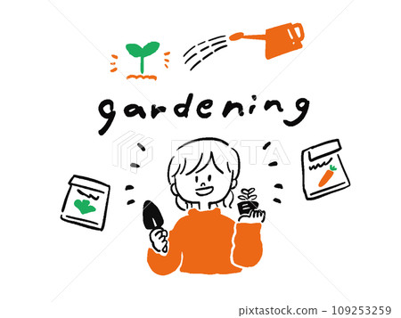 喜歡園藝的女人 園藝的標題插圖 喜歡園藝的女人 園藝的標題插圖 109253259
