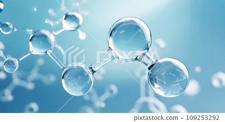 彩色3D透明分子和原子在藍色背景中(3D CG 渲染數位插圖) 彩色3D透明分子和原子在藍色背景中(3D CG 渲染數位插圖) 109253292