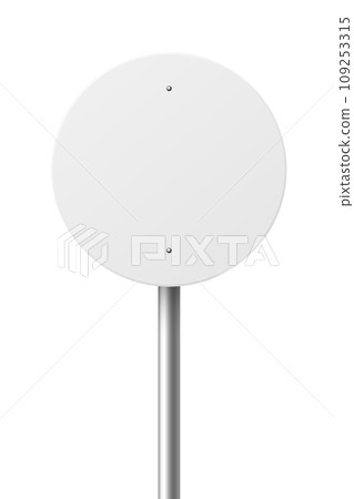 Vector White Round Prohibition No Parking Sign Icon. Blank Traffic Sign Frame Closeup Isolated on a White Background. Empty Traffic Road Plate, Sign Design Template, Front View 109253315