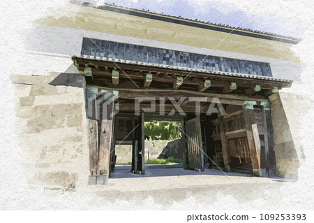 水彩畫風格，東京皇居外苑，東京千代田區田安門 109253393