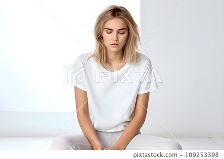 疲憊的女人白色背景 4 AI 生成的圖像 疲憊的女人白色背景 4 AI 生成的圖像 109253398