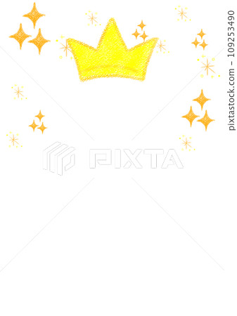 Crown and glitter crayon touch illustration [A4, vertical] 109253490