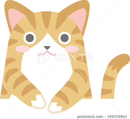 Tabby cat_Nyanko_Brown white cat_Brown white cat with arms hanging out_Illustration of a cat Tabby cat_Nyanko_Brown white cat_Brown white cat with arms hanging out_Illustration of a cat 109254663