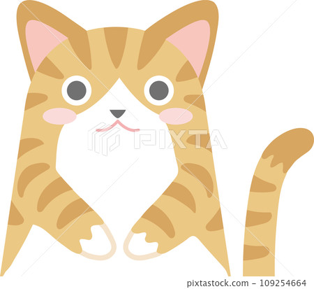 虎斑貓_Nyanko_棕白貓_雙手放在肚子上的棕白貓_貓的插圖 虎斑貓_Nyanko_棕白貓_雙手放在肚子上的棕白貓_貓的插圖 109254664