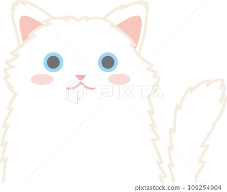長毛白貓_貓插畫_Nyanko_白貓長毛品種 長毛白貓_貓插畫_Nyanko_白貓長毛品種 109254904