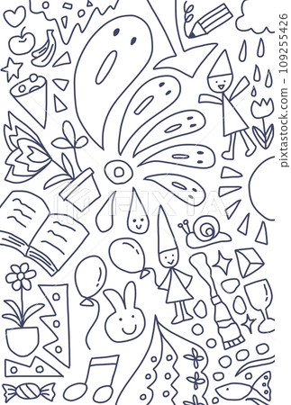 Coloring book filled with children's favorite things Coloring book filled with children's favorite things 109255426
