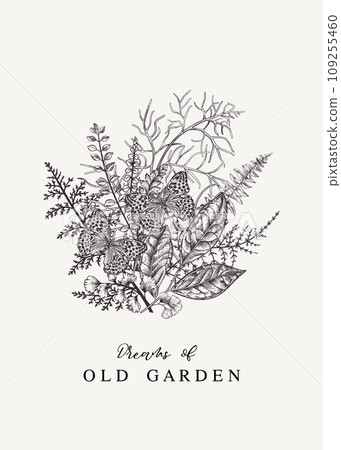 Leafy bouquet with butterflies 109255460