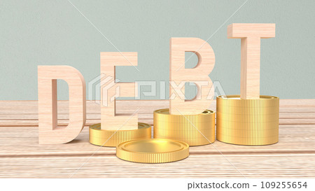 The debt on coins for Business concept 3d rendering. The debt on coins for Business concept 3d rendering. 109255654