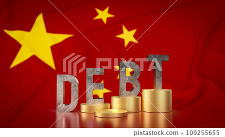 The debt and coins on china flag for Business concept 3d rendering. 109255655