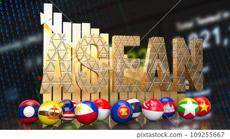 The ASEAN or Association of Southeast Asian Nations for Business concept 3d rendering. 109255667