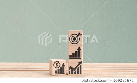 The man figure and wood cube for Business concept 3d rendering. 109255675